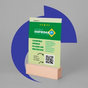 Display de Mesa com Base em Madeira Para Eleições