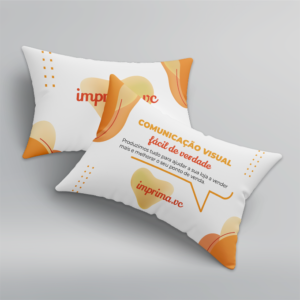 Duas almofadas personalizadas com comunicação da imprima.vc
