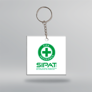 Chaveiro CIPA/SIPAT - Quadrado - 5x5 cm - Branco - Frente <br> #Kit com 10 unidades