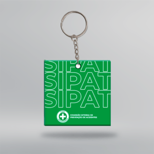 Chaveiro CIPA / SIPAT - Quadrado - 5x5 cm - Verde - Frente <br> #Kit com 10 unidades