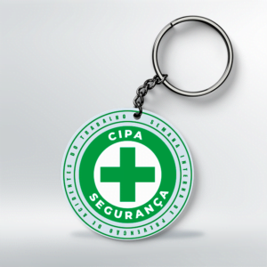 Chaveiro CIPA/SIPAT - Redondo - 5x5 cm - Branco - Frente e Verso <br> #Kit com 10 unidades