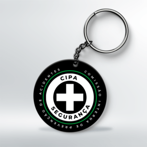 Chaveiro CIPA/SIPAT - Redondo - 5x5 cm - Preto - Frente <br> #Kit com 10 unidades