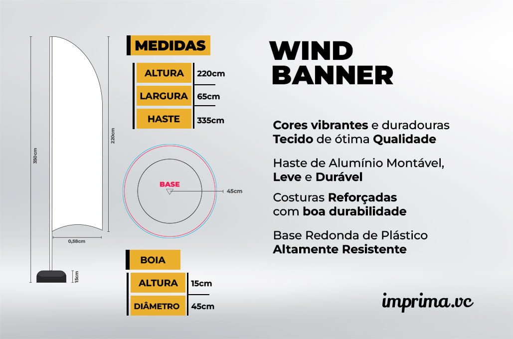 Especificações técnicas para Wind Banner Loja de Roupa / Moda Feminina fabricado pela Imprima.vc