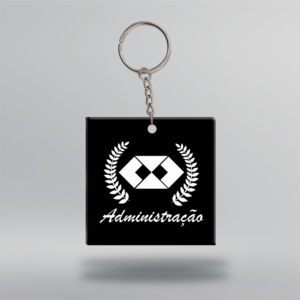 Chaveiro Administração - Quadrado - 5x5cm - Preto - Frente <br> #Kit com 10 unidades