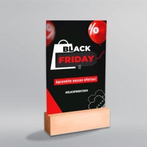 Display de Mesa com Base em Madeira e Testeira em PS - Modelo 3  | Black Friday