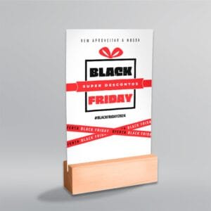Display de Mesa com Base em Madeira e Testeira em PS - Modelo 5  | Black Friday
