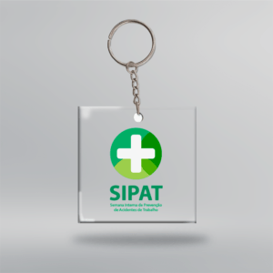 Chaveiro CIPA / SIPAT - Quadrado - 5x5 cm - Cristal - Frente <br> #Kit com 10 unidades