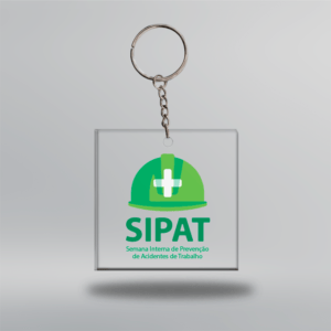 Chaveiro CIPA / SIPAT - Quadrado - 5x5 cm - Cristal - Frente <br> #Kit com 10 unidades