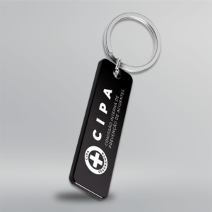 Chaveiro CIPA / SIPAT - Retangular - 6x2 cm - Preto - Frente <br> #Kit com 10 unidades