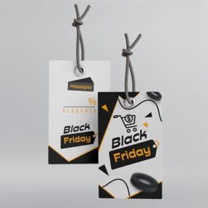 Etiqueta de Desconto - Modelo 2 - 9x5cm - Frente e Verso | Black Friday