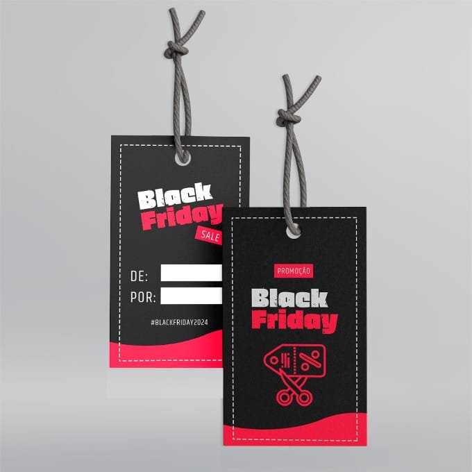 Etiqueta de Desconto - Modelo 1 - 9x5cm - Frente e Verso | Black Friday