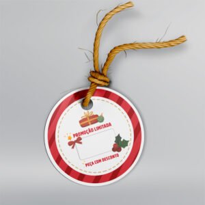 Etiqueta Redonda - 5x5cm - Couchê 300g - Frente <br> 🔴 Kit com 50 unid – Modelo 2 <br> ~Especial de Natal~