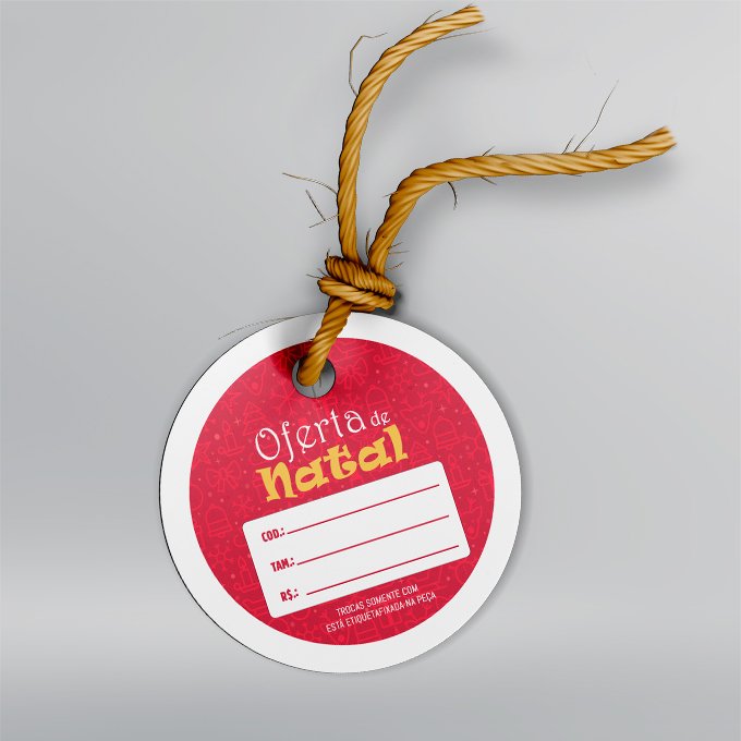 Etiqueta Redonda - 5x5cm - Couchê 300g - Frente <br> 🔴 Kit com 50 unid – Modelo 6 <br> ~Especial de Natal~