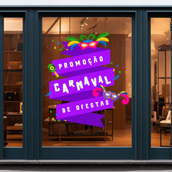 Adesivo para Vitrine - Eletrostático Transparente - Personalizado - Corte Reto - 0,90x0,90m | Carnaval