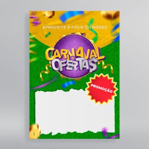 Cartaz em Papel Couchê 300 - Design Exclusivo - Modelo 1 -  Frente - 30x40cm | Carnaval