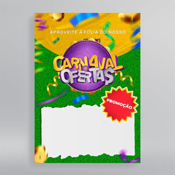 Cartaz em Papel Couchê 300 - Design Exclusivo - Modelo 1 -  Frente - 56x40cm | Carnaval