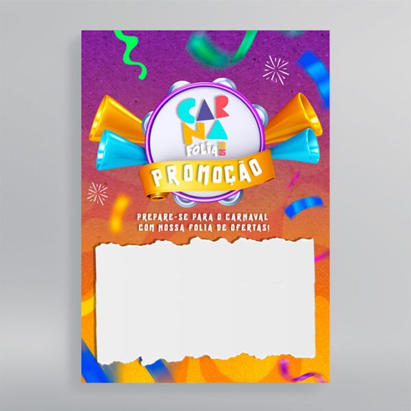 Cartaz em Papel Couchê 300 - Design Exclusivo - Modelo 2 -   Frente - 56x40cm | Carnaval