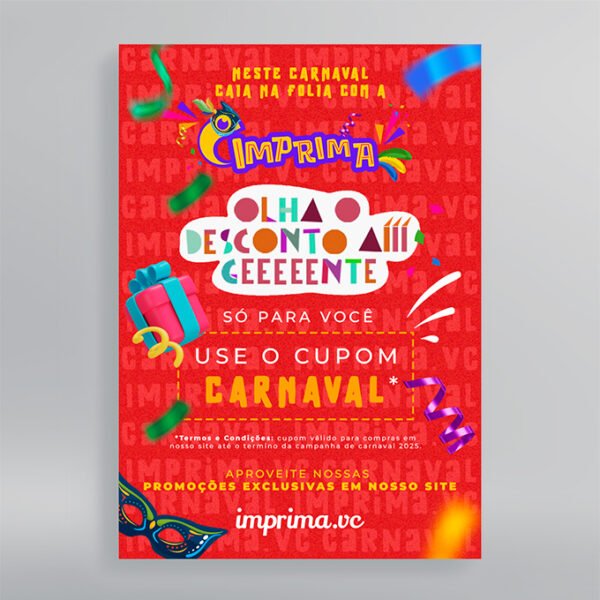 Cartaz em Papel Couchê 300 - Personalizado - Frente - 30x40cm | Carnaval