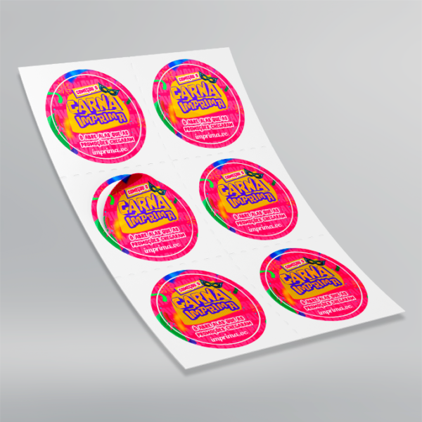Adesivo Branco Redondo - Personalizado - Em Cartela - 5x5cm | Carnaval