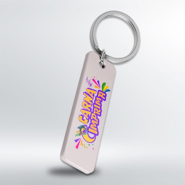 Chaveiro Branco Retangular - Personalizado - Frente - 6x2 cm