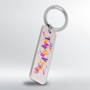 Chaveiro Branco Retangular - Design Exclusivo - Modelo 1 -  Frente e Verso - 6x2 cm