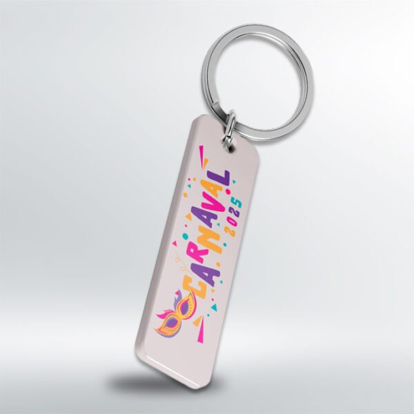 Chaveiro Branco Retangular - Design Exclusivo - Modelo 1 -  Frente - 6x2 cm