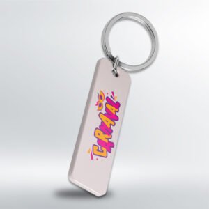 Chaveiro Branco Retangular - Design Exclusivo - Modelo 2 -   Frente - 6x2 cm