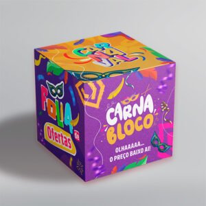 Cubo Expositor Promocional - Duplex 300g - Design Exclusivo - Modelo 1 - 10x10cm | Carnaval