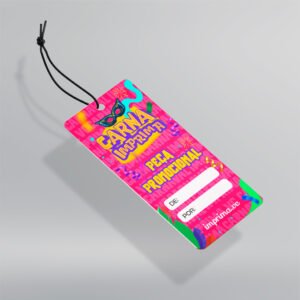 Etiqueta / Tag de Desconto - Papel Couchê 300g - Personalizada - Frente - 9x5cm | Carnaval