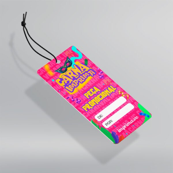 Etiqueta / Tag de Desconto - Papel Couchê 300g - Personalizada - Frente - 9x5cm | Carnaval