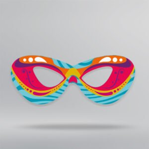 Máscara de Carnaval - Papel Couchê 300g - Design Exclusivo - Modelo 2 -  20x9cm | Carnaval