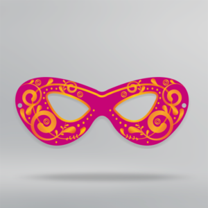 Máscara de Carnaval - Papel Couchê 300g - Design Exclusivo - Modelo 1 - 20x9cm | Carnaval