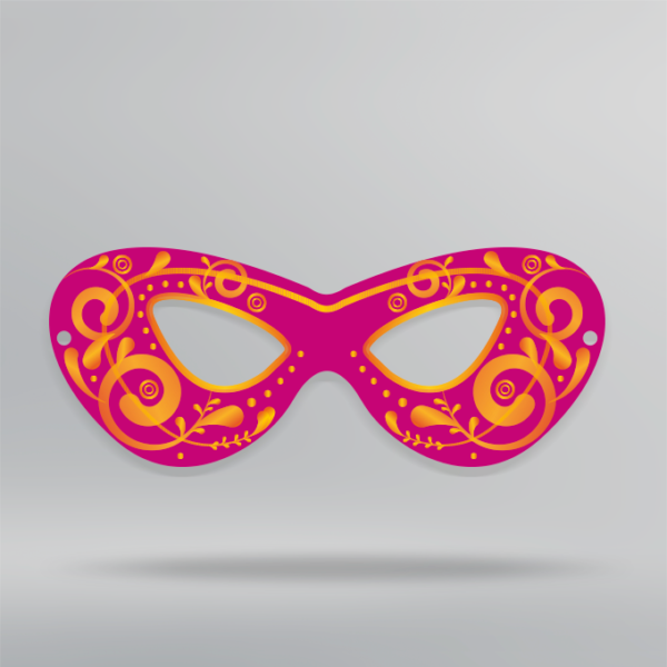 Máscara de Carnaval - Papel Couchê 300g - Design Exclusivo - Modelo 1 - 20x9cm | Carnaval