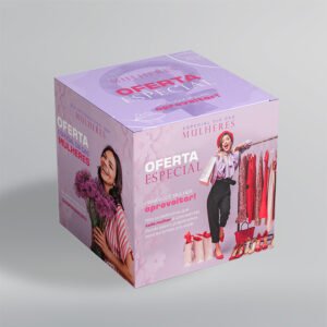 Cubo Expositor Promocional - Duplex 300g - Modelo 1 - Kit com 5 unidades | Dia Internacional da Mulher