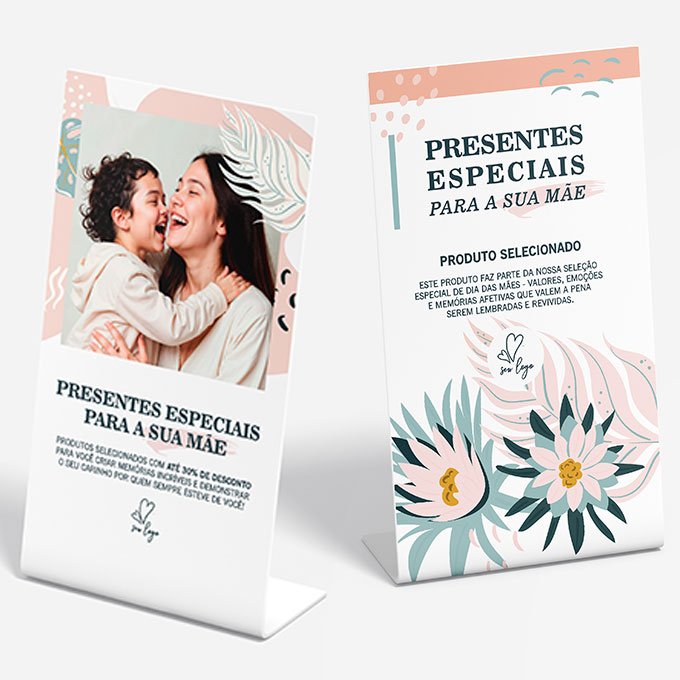Display em L – Linha Floral - 10x15cm <br> #Kit com 5 unidades