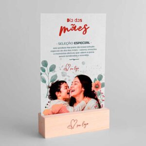 Display de Mesa com Base em Madeira - Linha Clássicos <br>#Kit com 5 unidades