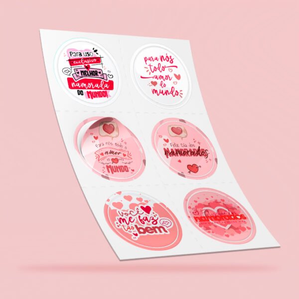 Adesivo Personalizado - Artes Variadas - Redondo - Em Cartela <br> #Kit com 50 unidades