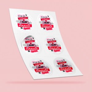Adesivo Personalizado - Modelo 1 - Redondo - Em Cartela <br> #Kit com 50 unidades