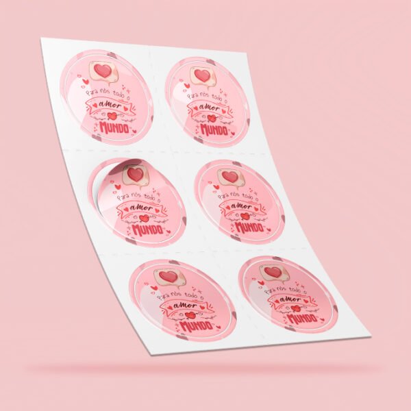 Adesivo Personalizado - Modelo 3 - Redondo - Em Cartela <br> #Kit com 50 unidades