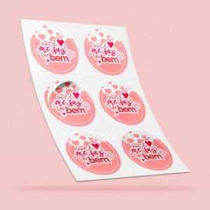 Adesivo Personalizado - Modelo 5 - Redondo - Em Cartela <br> #Kit com 50 unidades