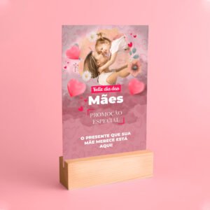 Display de Mesa - Linha Rosal - Modelo 3 - Base em Madeira <br> #Kit com 5 Unidades