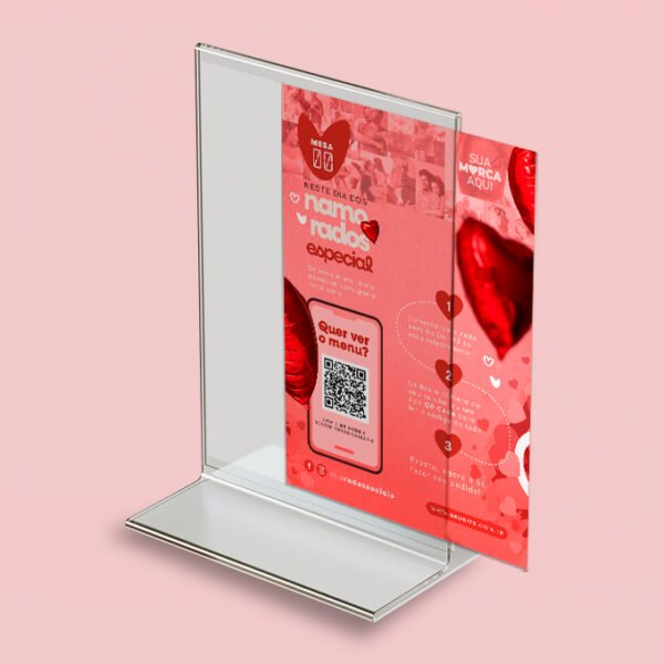 Display de Mesa T Invertido - Modelo 1 - Acrílico Cristal <br> #Kit com 5 unidades