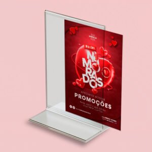 Display de Mesa T Invertido - Modelo 2 - Acrílico Cristal <br> #Kit com 5 unidades