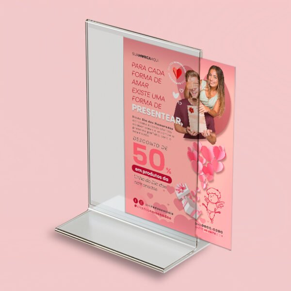Display de Mesa T Invertido - Modelo 3 - Acrílico Cristal <br> #Kit com 5 unidades