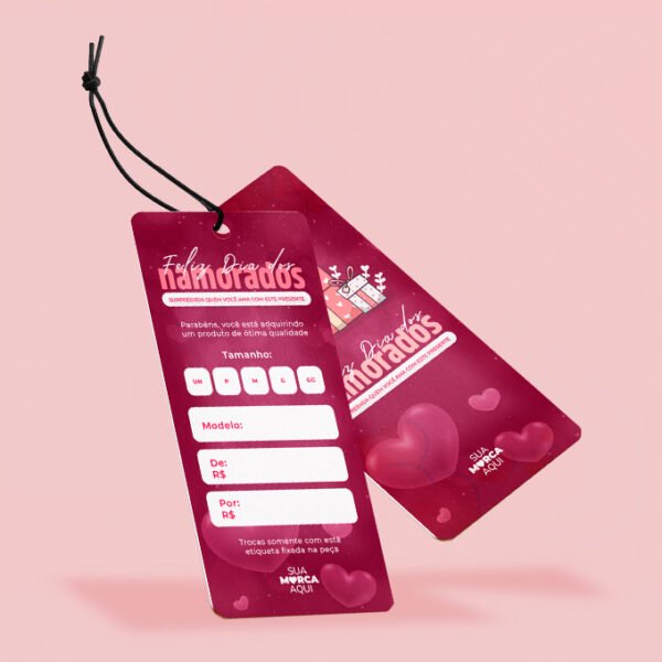 Etiqueta / Tag - Modelo 5 - Papel Couchê 300g - Frente <br>  #Kit com 30 unidades