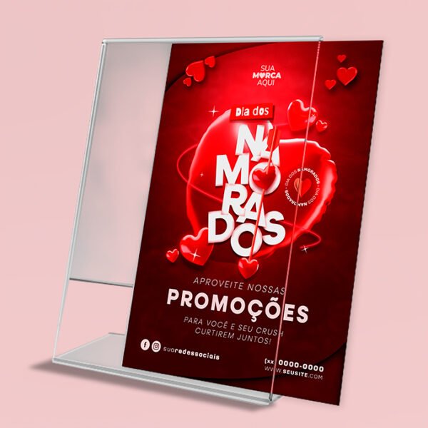 Porta Folhas em L  - Modelo 2 - Acrílico Cristal <br> #Kit com 5 unidades