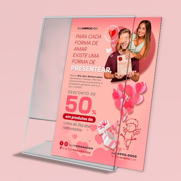 Porta Folhas em L  - Modelo 3 - Acrílico Cristal <br> #Kit com 5 unidades