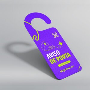 Aviso de Porta - Personalizado - PS - Modelo Gancho - Frente <br> #Kit com 15 unidades