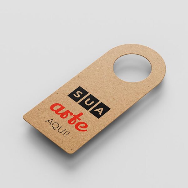 Aviso de Porta - Personalizado - Papel Kraft - Topo Arredondado - Frente <br> #Kit com 12 unidades - Imagem 2