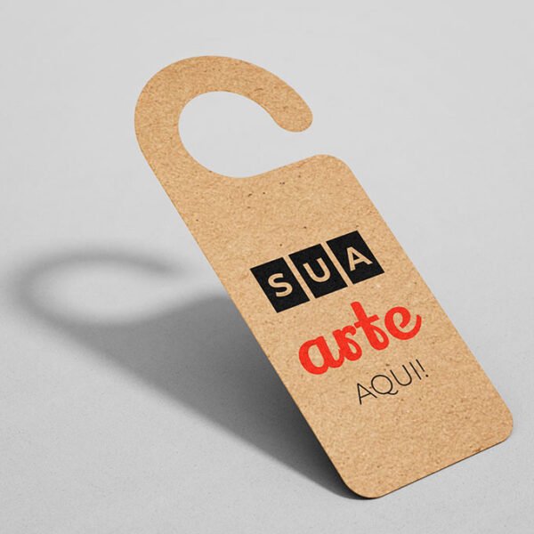 Aviso de Porta - Personalizado - Papel Kraft - Modelo Gancho - Frente <br> #Kit com 12 unidades - Imagem 2